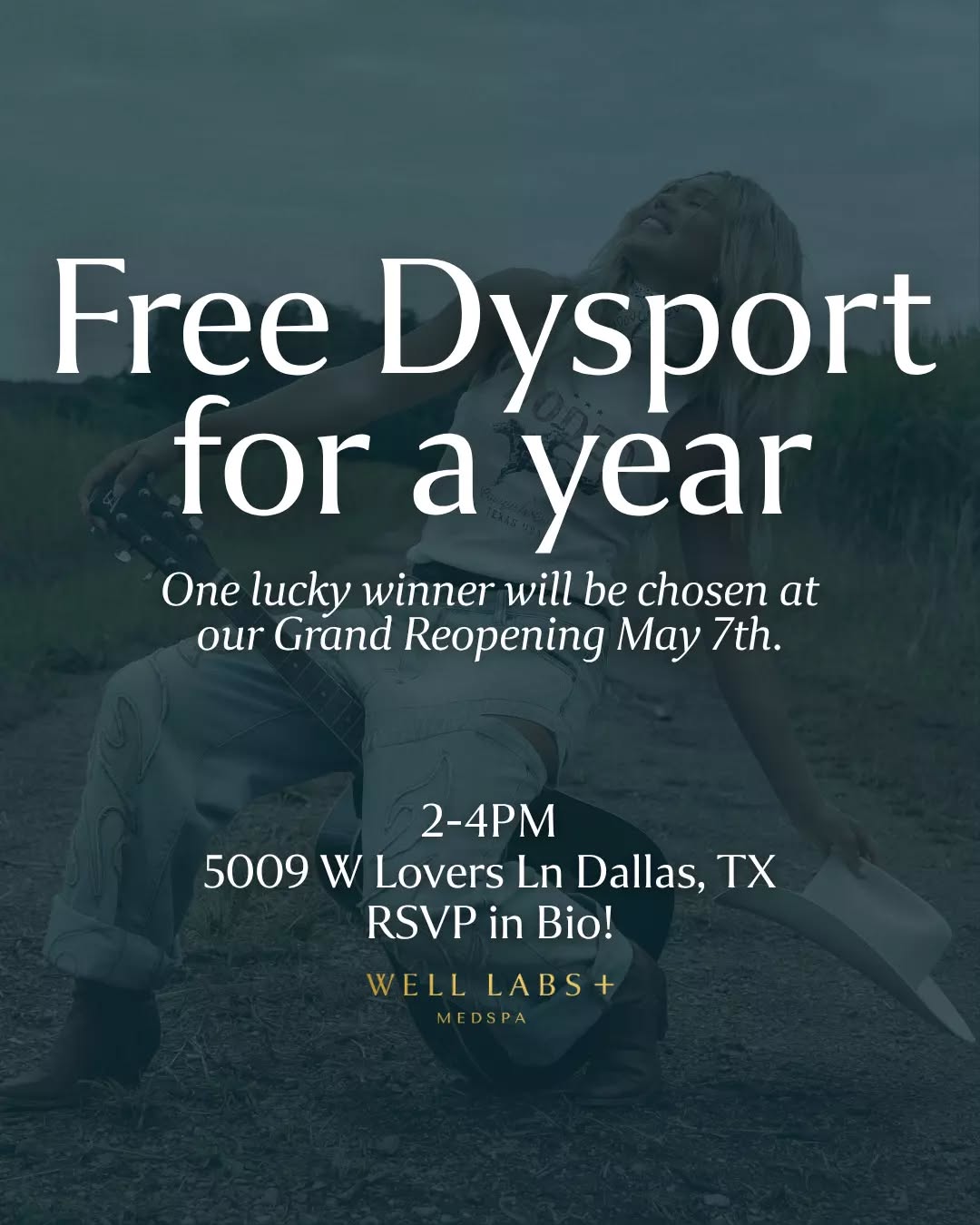 You heard it. This is your chance!

Saddle up for Radiance Reborn: Texas Glow-Up 🤠
Join us at Well Labs+ MedSpa’s open house—new space, fresh vibe, and an afternoon you won’t want to miss.

May 7 | 2–4 PM
Cocktails, light bites, VIP swag, and exclusive event specials
Plus big raffles: Skinbetter favorites, a Dyson Airwrap, and a year of Dysport!!!!

Enjoy live demos:
✨ Celluma red light therapy
🎨 YourColorPlan with Carey Clancy
🤍 Custom hats by Claudia the Hat Designer

Western chic encouraged—boots, hats, turquoise ✨ (bonus surprises if you dress the part)

Bring a friend and see what’s new.
RSVP in bio—spots are limited 💛